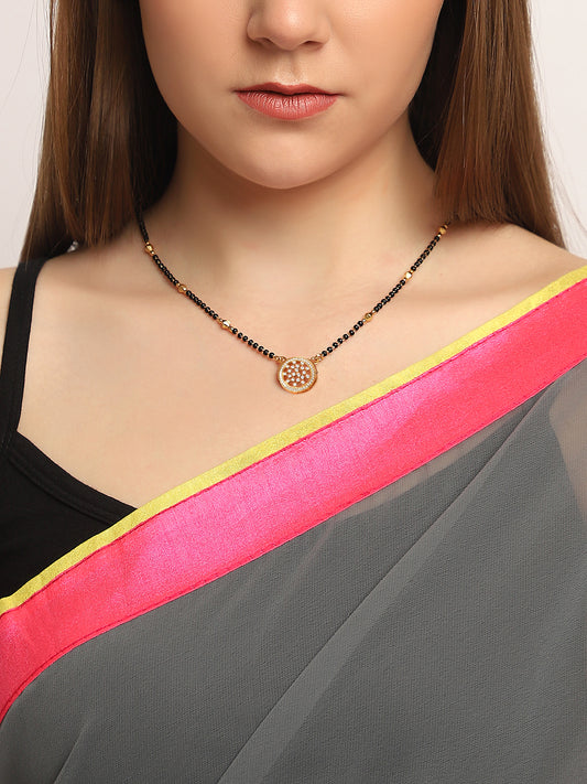 Versatile Gold Plated Round American Diamond Mangalsutra