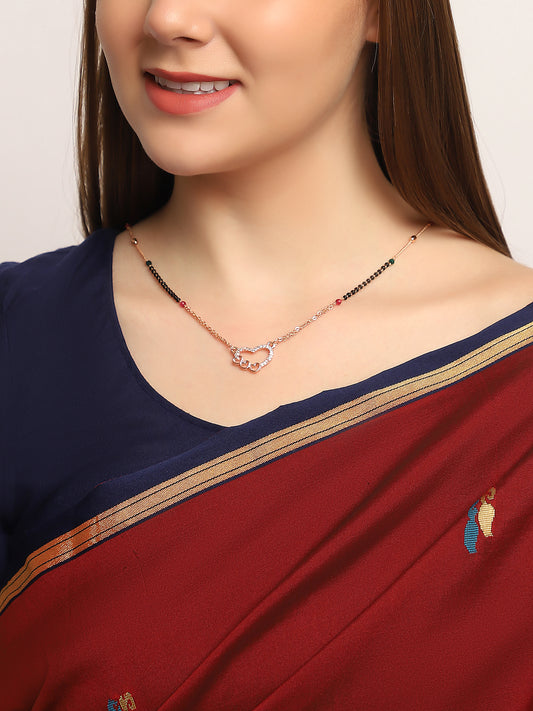 Tiny Heart Diamond Rose Gold-plated Mangalsutra for women
