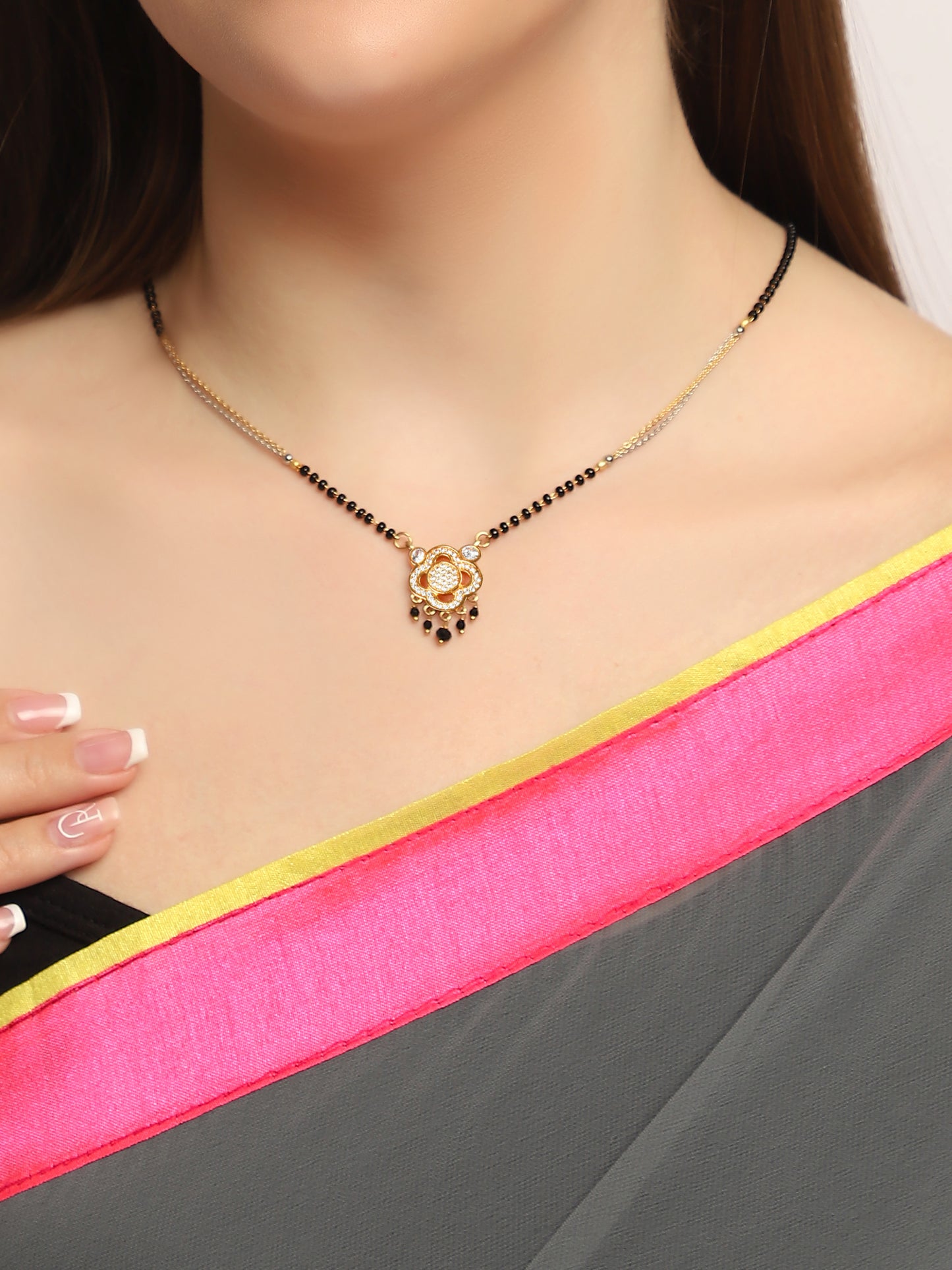 Elegant Stylish Party & Casual Wear Gold Plated American Diamond Mangalsutra