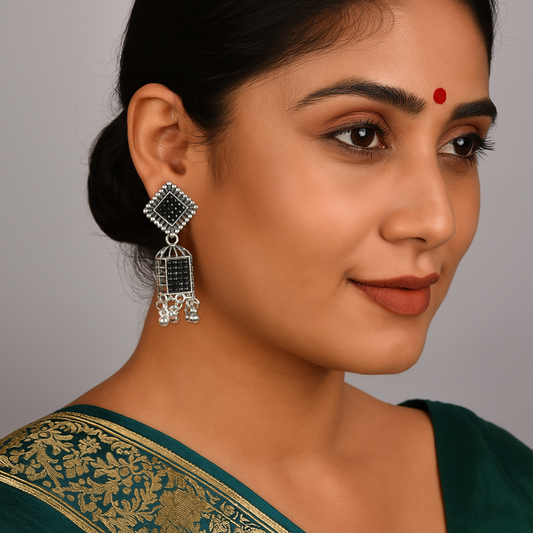 Antique silver jhumka