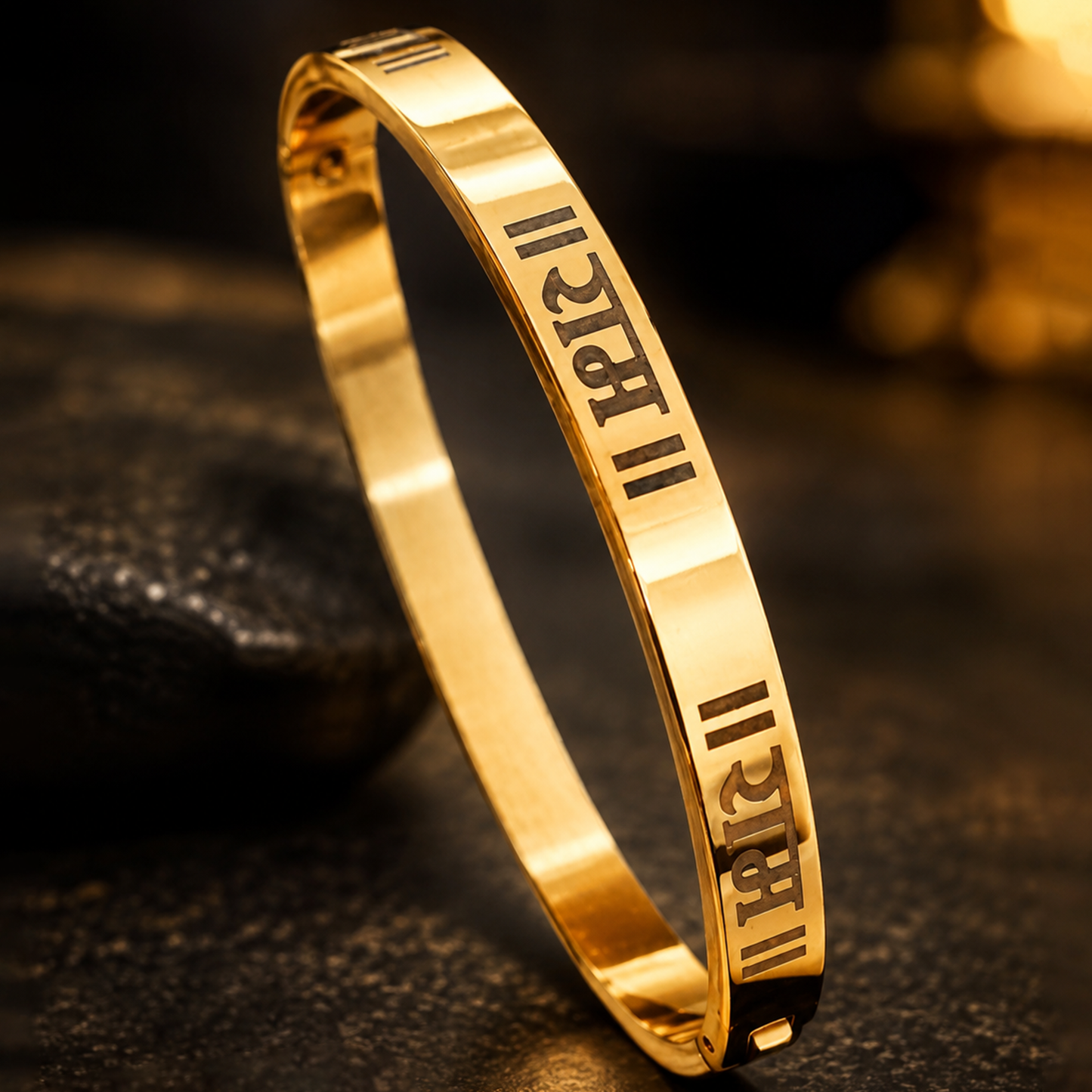 Golden Shree Ram written Kada, Anti-tarnish Bracelet, Skin friendly