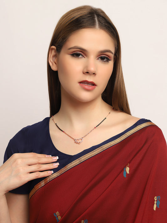 Tiny Heart Diamond Rose Gold-plated Mangalsutra for women