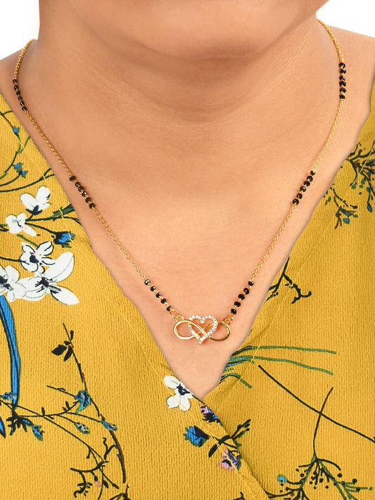 Traditional Gold Diamond Infinity Mangalsutra For Women and Girls Brass Mangalsutra