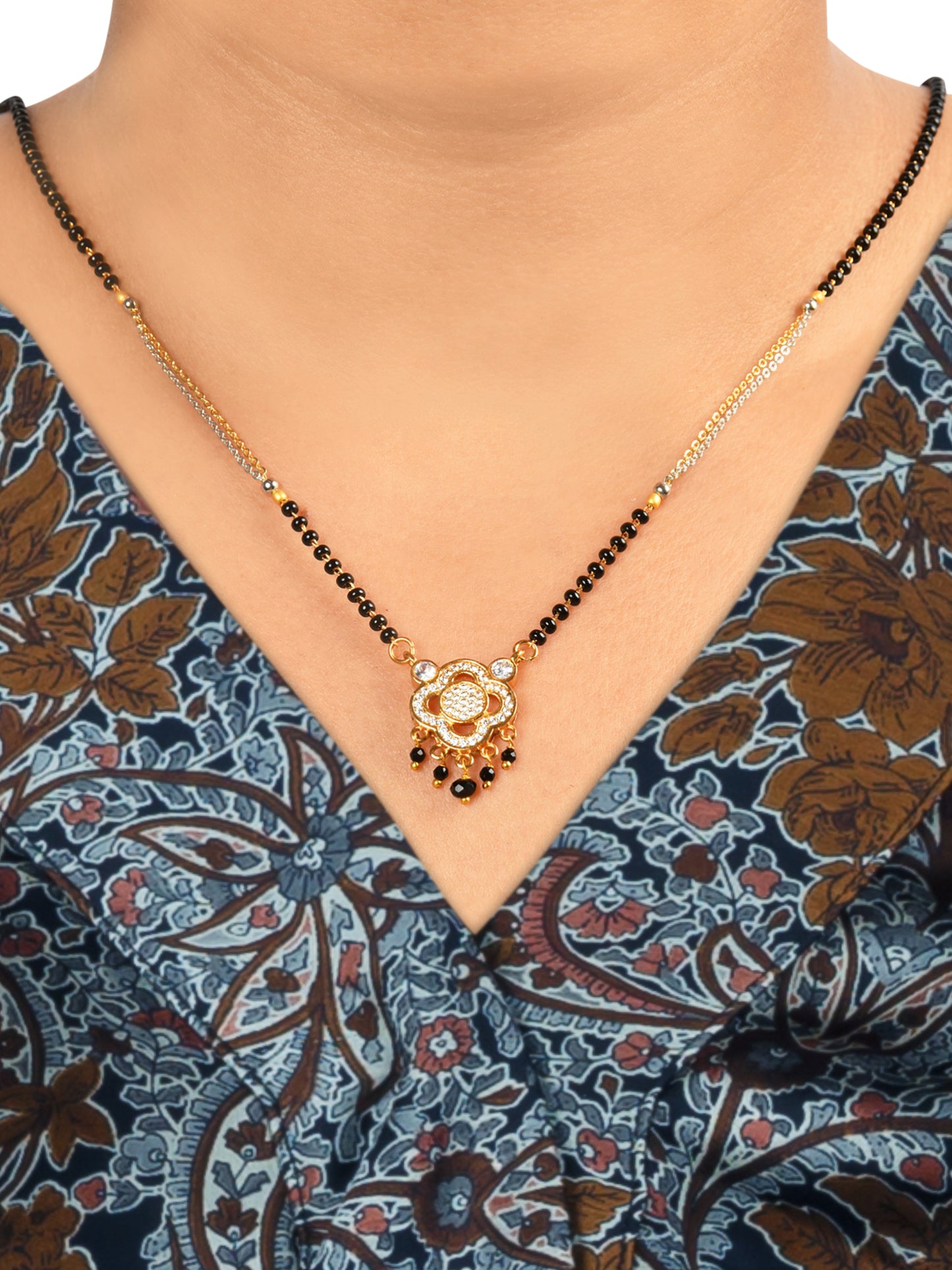 Elegant Stylish Party & Casual Wear Gold Plated American Diamond Mangalsutra