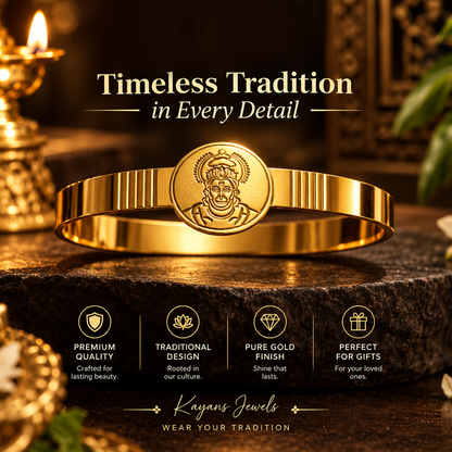 Hanuman Ji Gold Finish Kada & Locket Set | Traditional Hanuman Pendant