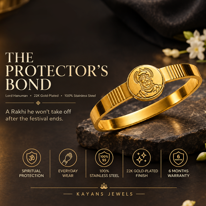 Hanuman Ji Gold Finish Kada & Locket Set | Traditional Hanuman Pendant