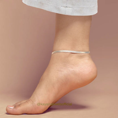 Elegant Flat Snake silver Anklets